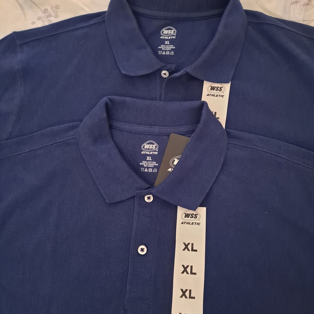 Pair Of Navy WSS Polo Shirts for Men Size XL
